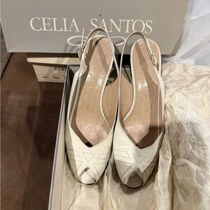 Bruno Magli Cream Peep-Toe Slingbacks